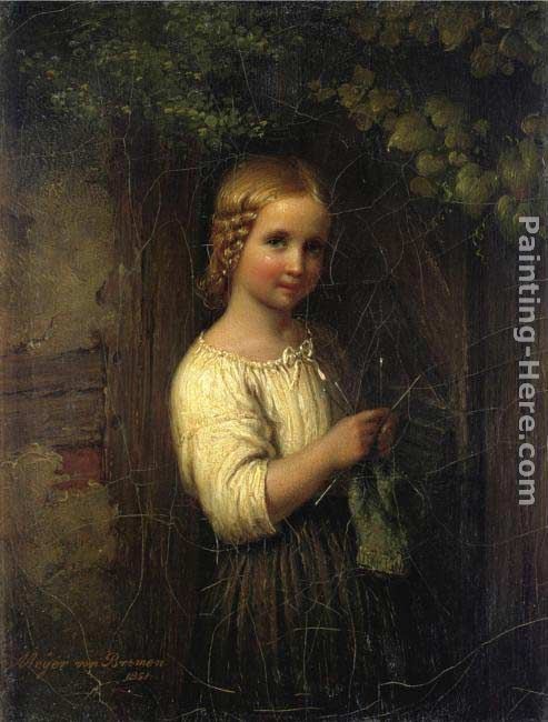 Johann Georg Meyer von Bremen Knitting Girl